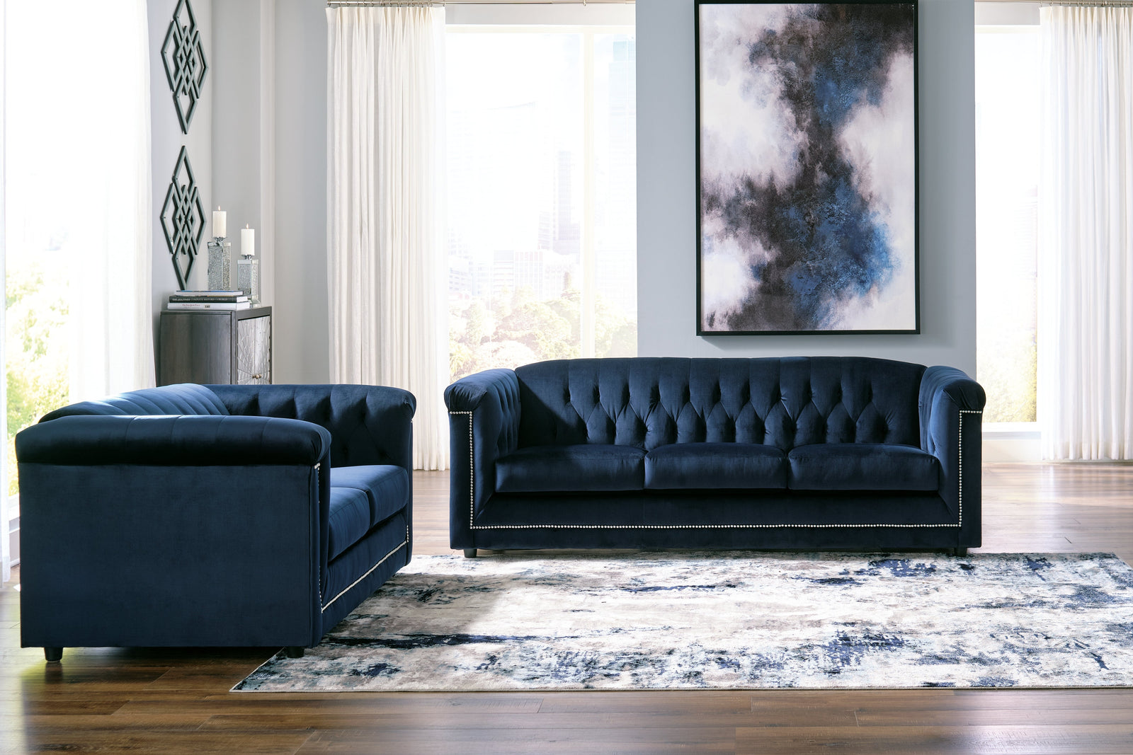 Josanna Navy Sofa And Loveseat