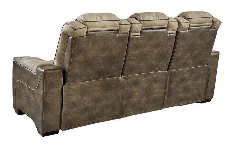 Next-Gen Durapella Sand Faux Leather Power Reclining Sofa