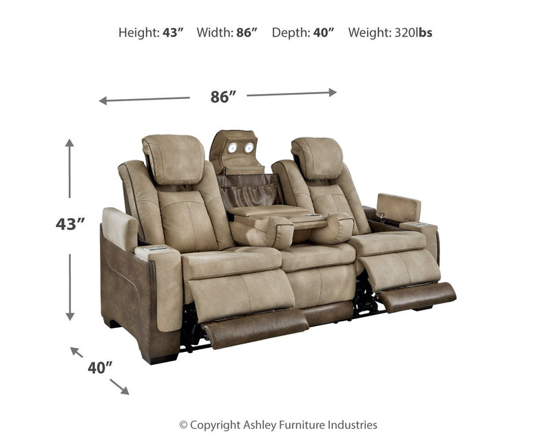 Next-Gen Durapella Sand Faux Leather Power Reclining Sofa