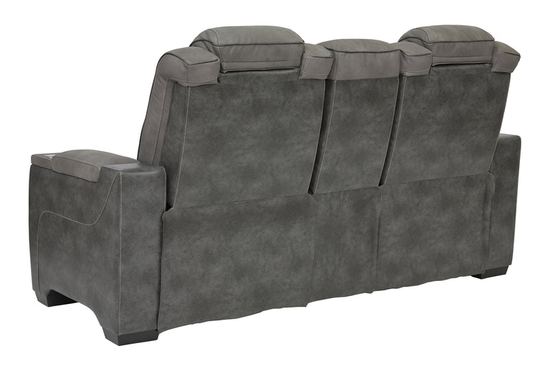 Next-Gen Durapella Slate Faux Leather Power Reclining Loveseat With Console