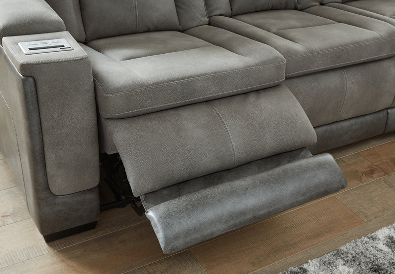 Next-Gen Durapella Slate Faux Leather Power Reclining Loveseat With Console