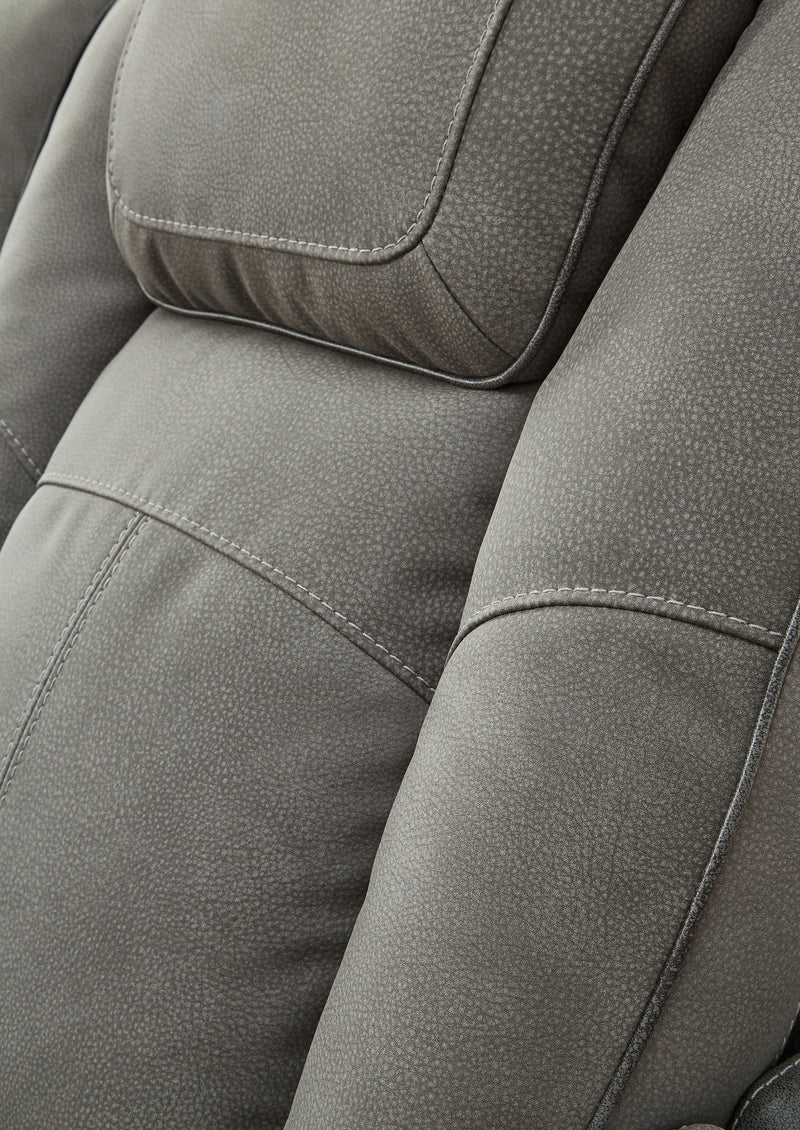 Next-Gen Durapella Slate Faux Leather Power Reclining Loveseat With Console