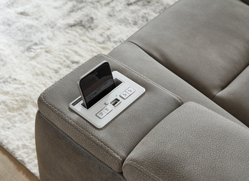 Next-Gen Durapella Slate Faux Leather Power Reclining Loveseat With Console