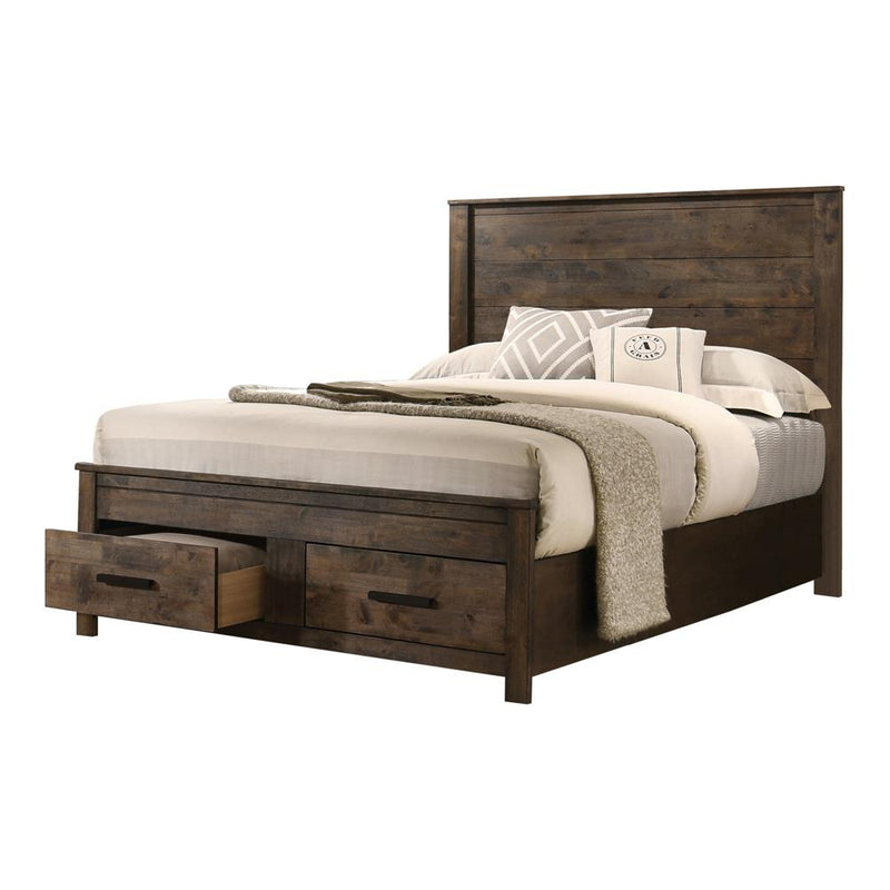 Woodmont King Storage Bed Rustic Golden Brown