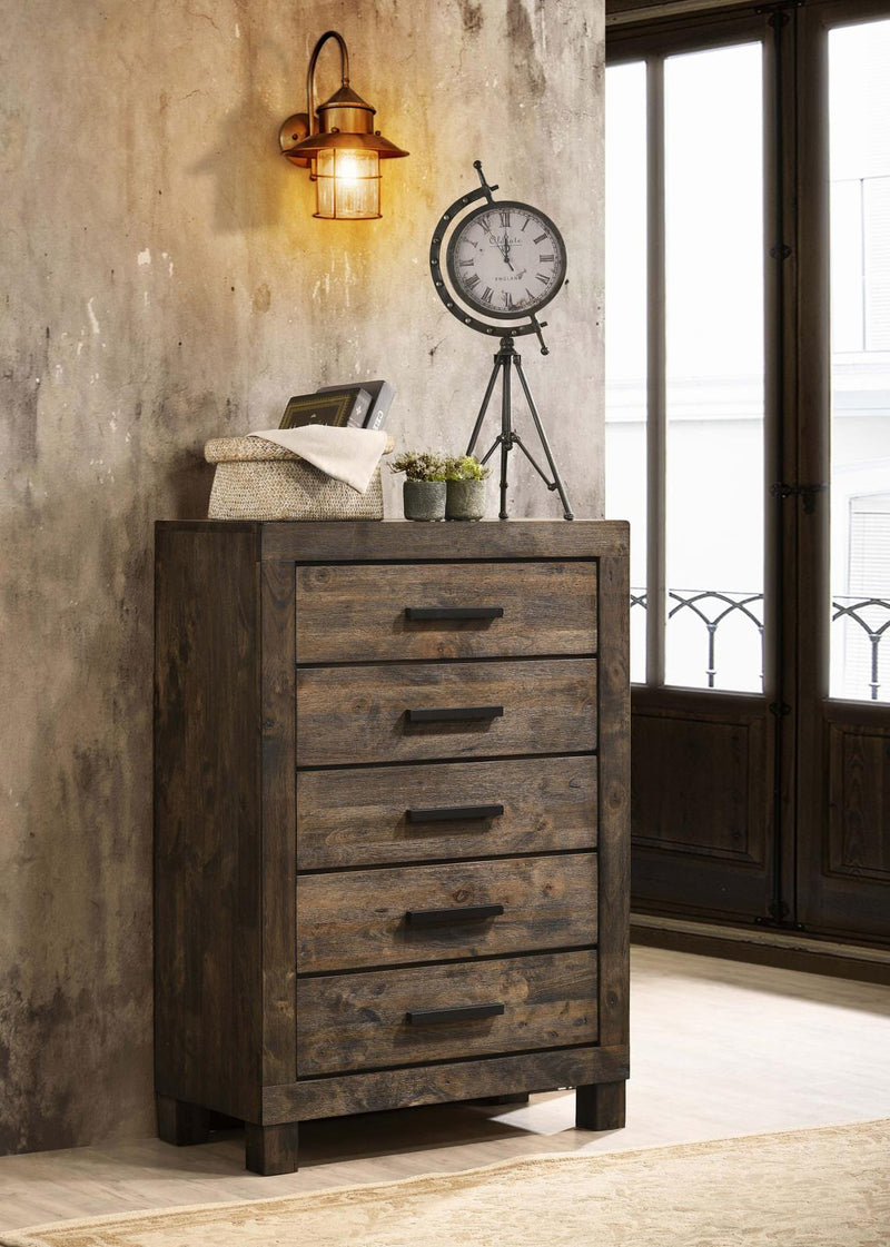 Woodmont 5 Drawer Chest Rustic Golden Brown