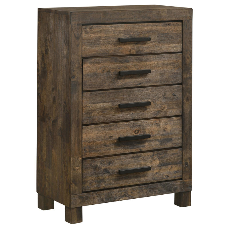 Woodmont 5 Drawer Chest Rustic Golden Brown