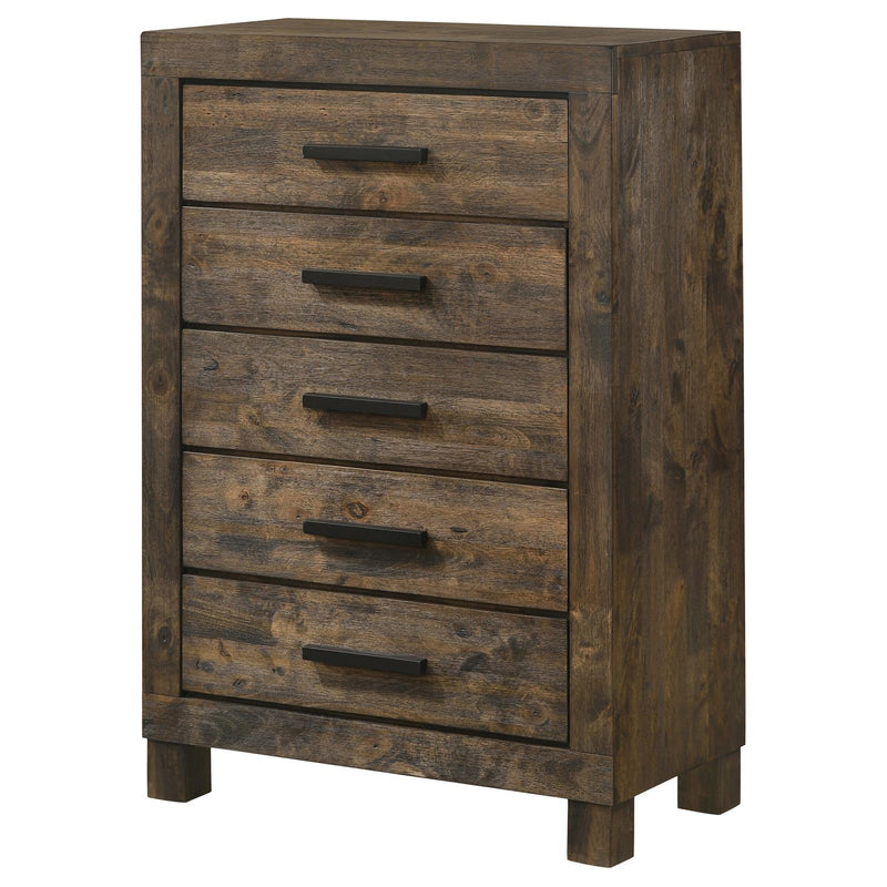 Woodmont 5 Drawer Chest Rustic Golden Brown