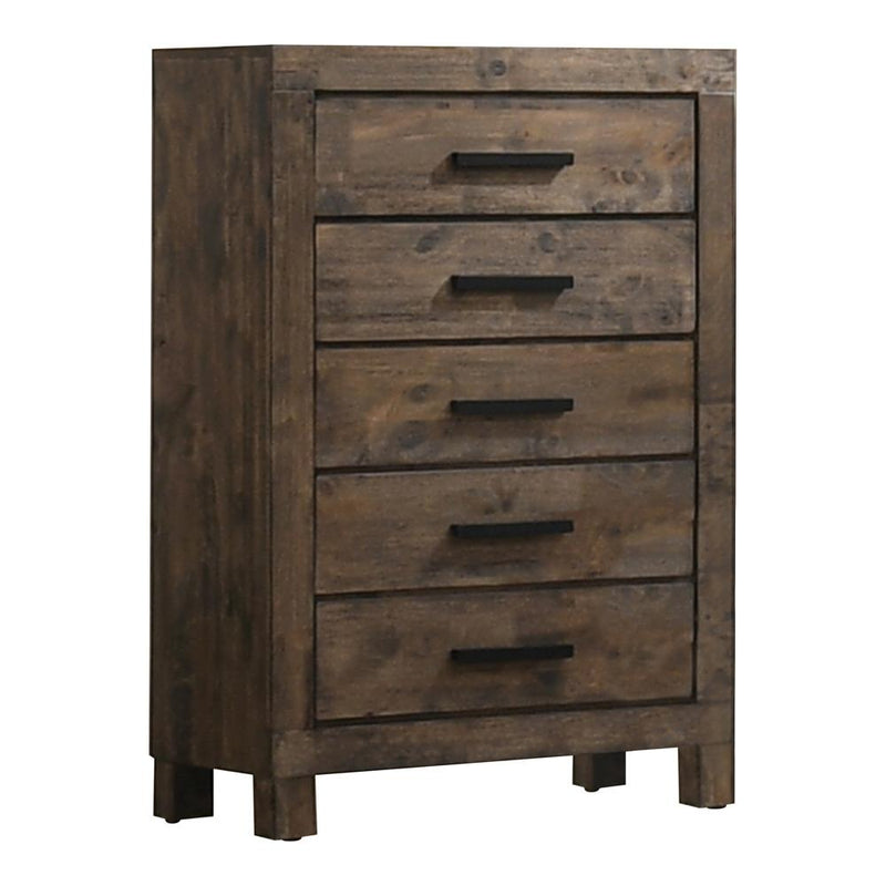 Woodmont 5 Drawer Chest Rustic Golden Brown