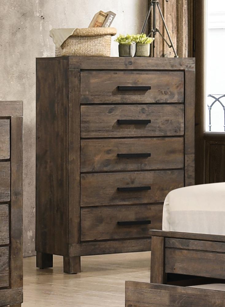 Woodmont 5 Drawer Chest Rustic Golden Brown