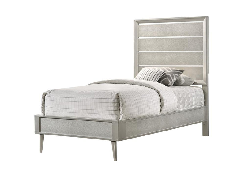 Ramon Twin Panel Bed Metallic Sterling