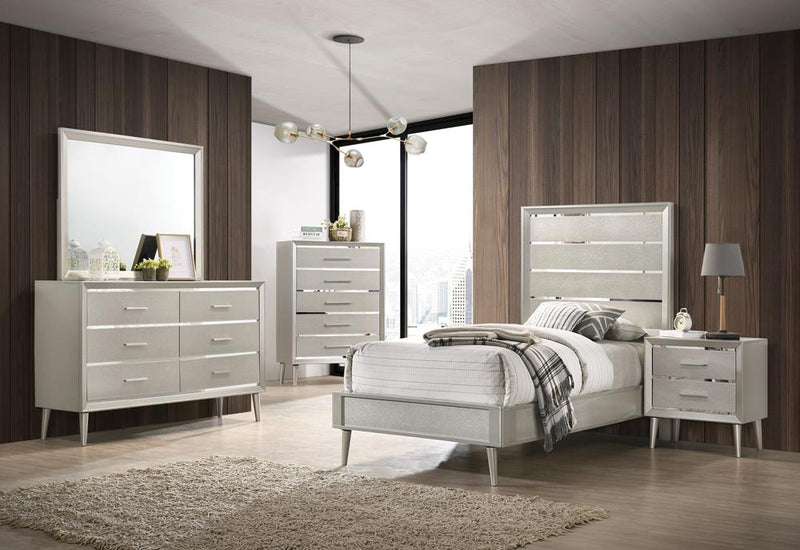 Ramon Twin Panel Bed Metallic Sterling