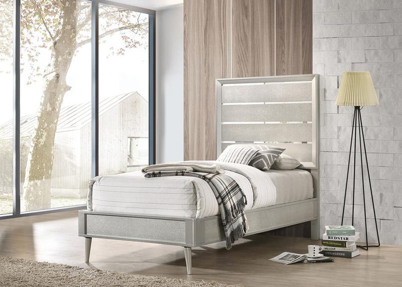 Ramon Twin Panel Bed Metallic Sterling