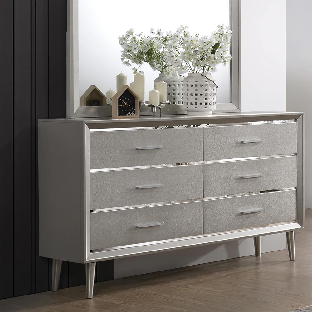 Ramon 6 Drawer Dresser Metallic Sterling