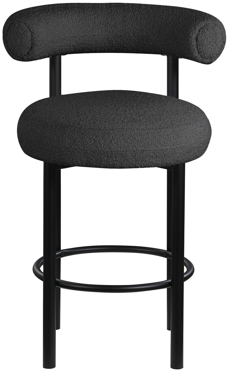 Bordeaux Black Boucle Fabric Stool 551Black-c