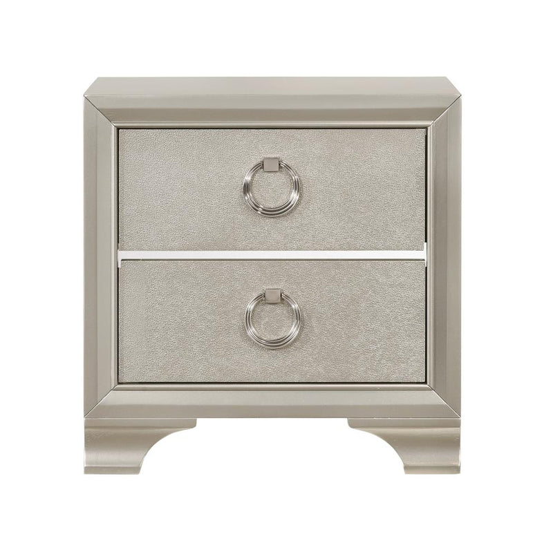 Salford 2 Drawer Nightstand Metallic Sterling