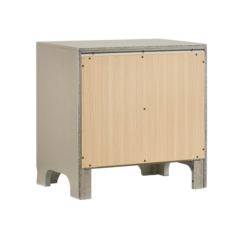 Salford 2 Drawer Nightstand Metallic Sterling