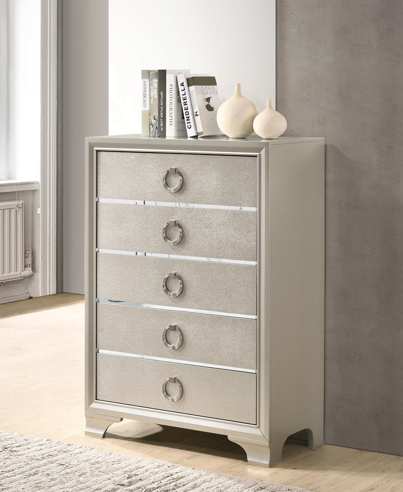 Salford 2 Drawer Nightstand Metallic Sterling