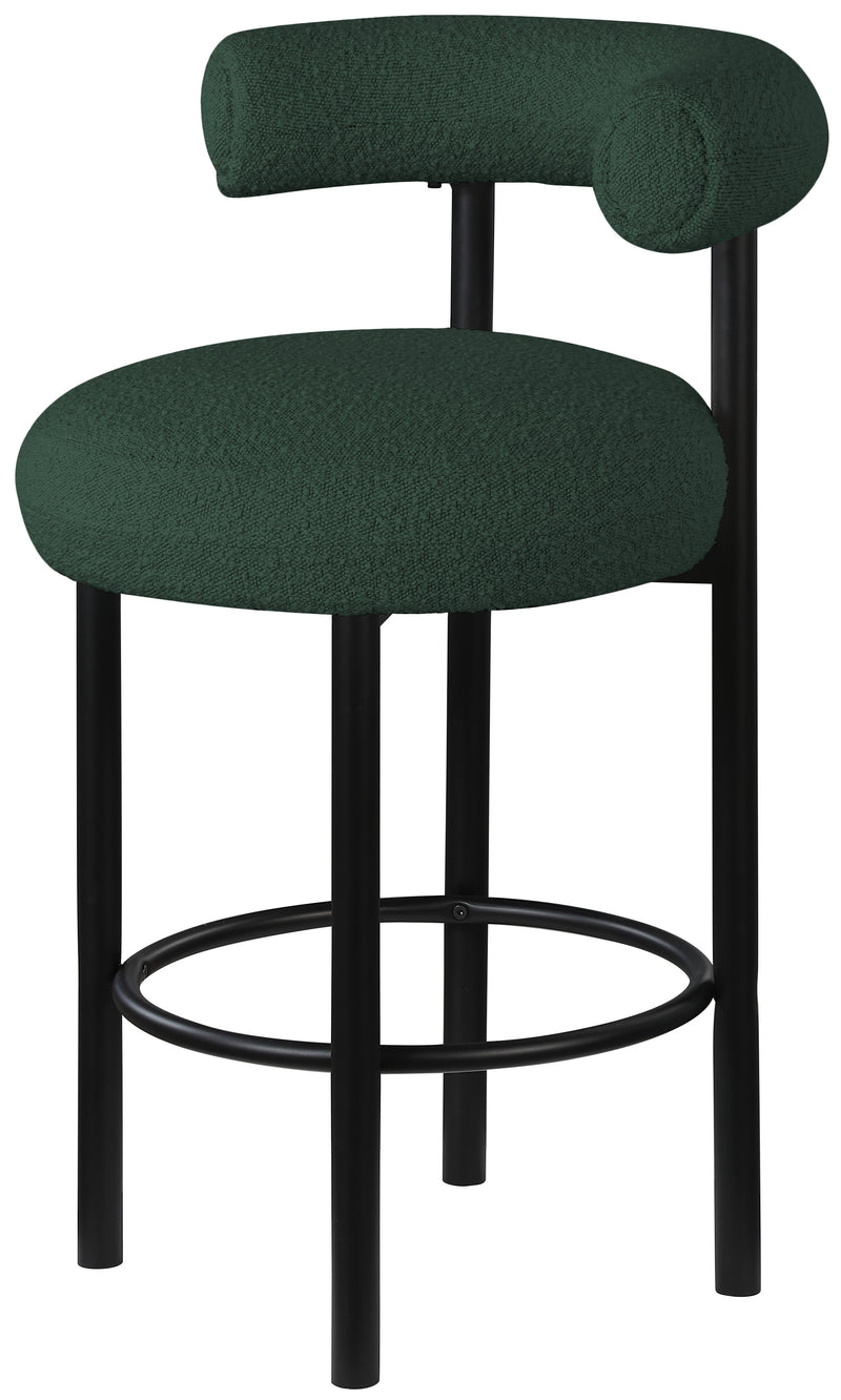 Bordeaux Green Boucle Fabric Stool 551Green-c