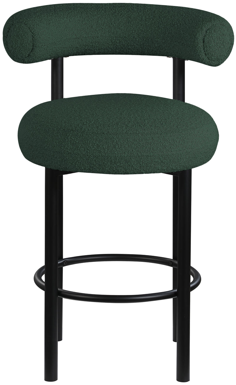 Bordeaux Green Boucle Fabric Stool 551Green-c