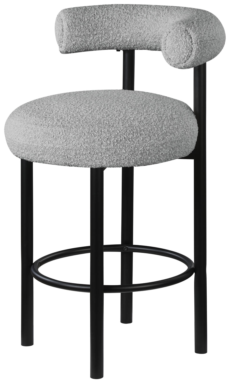 Bordeaux Grey Boucle Fabric Stool