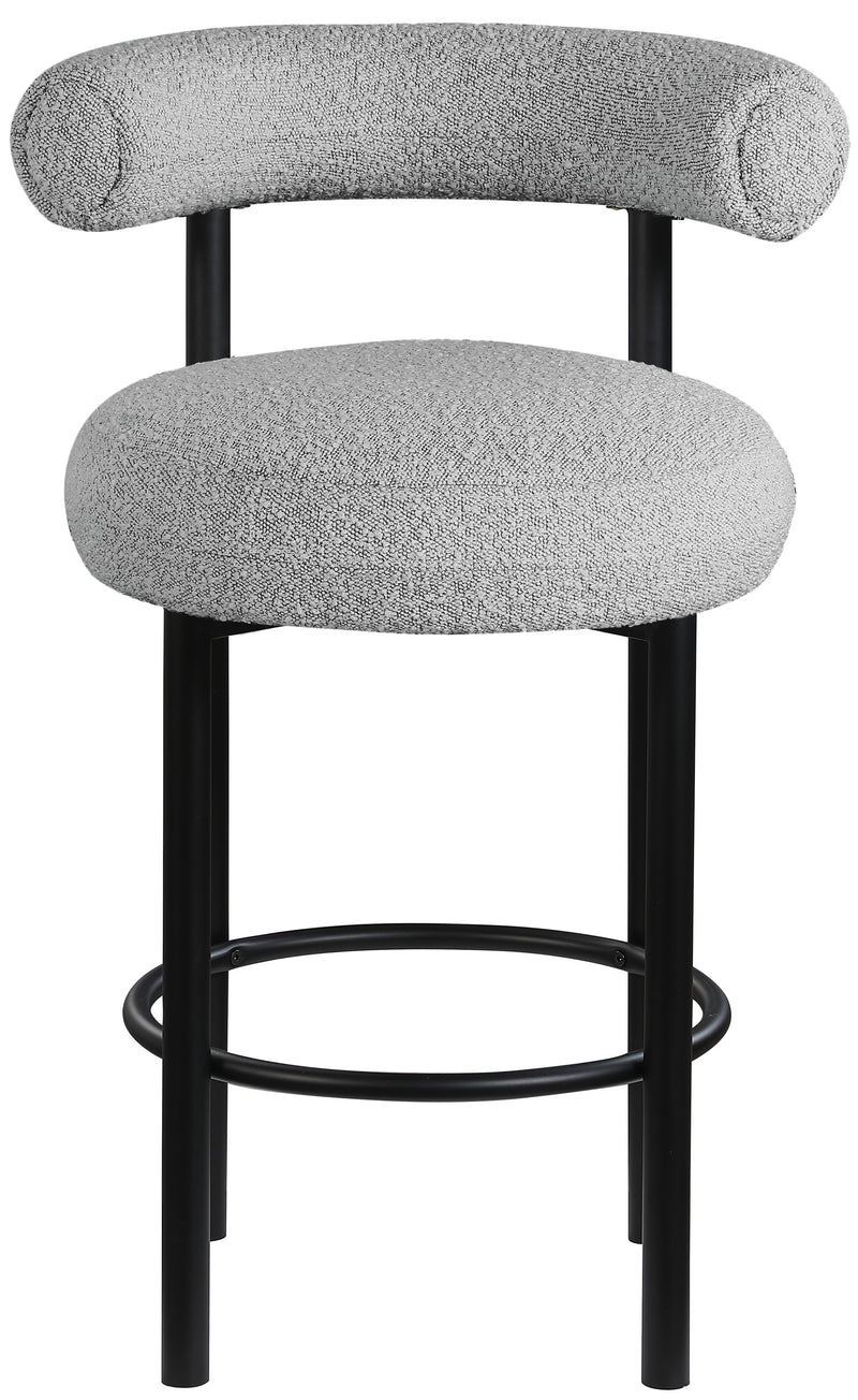 Bordeaux Grey Boucle Fabric Stool