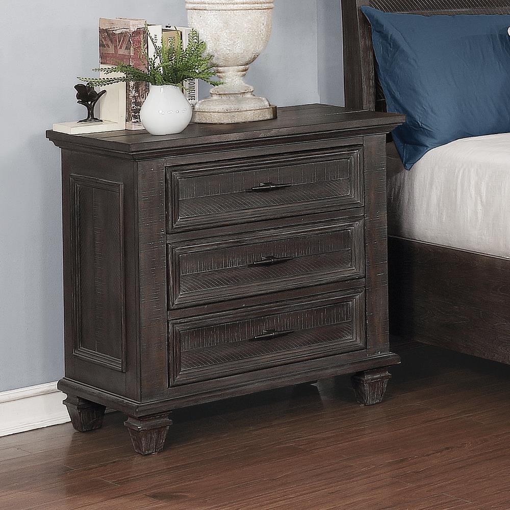 Atascadero 3 Drawer Nightstand Weathered Carbon