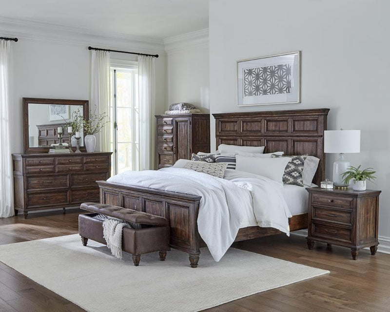 Avenue King Panel Bed Weathered Burnished Brown