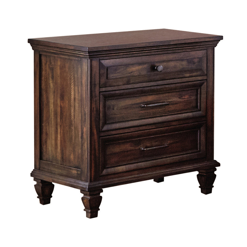 Avenue 3 Drawer Nightstand Weathered Burnished Brown