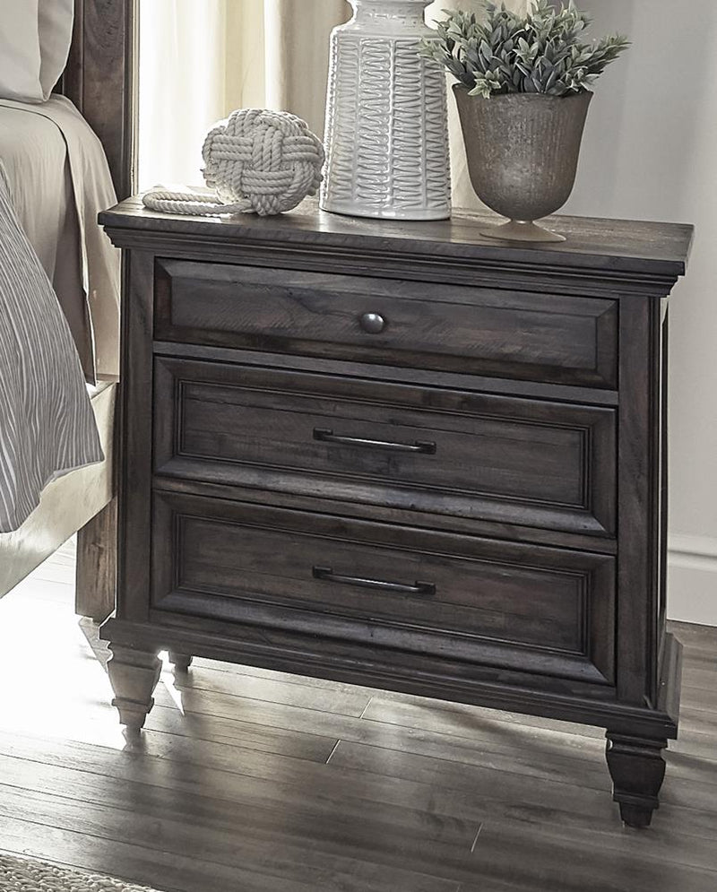 Avenue 3 Drawer Nightstand Weathered Burnished Brown