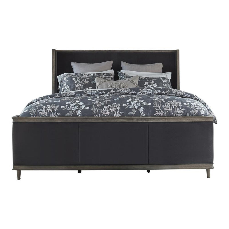 Alderwood King Upholstered Panel Bed Charcoal Grey