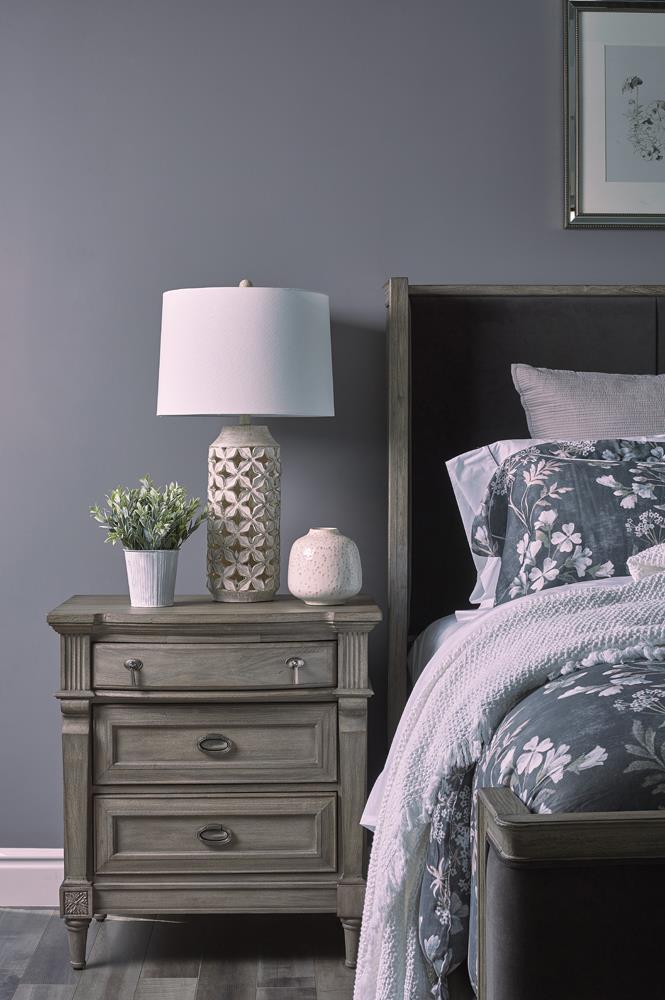 Alderwood 3 Drawer Nightstand French Grey