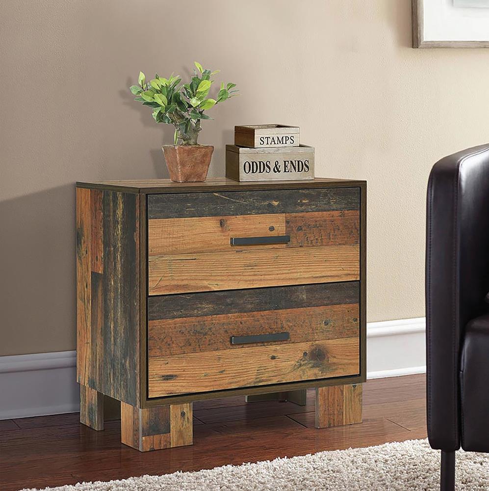 Sidney 2 Drawer Nightstand Rustic Pine