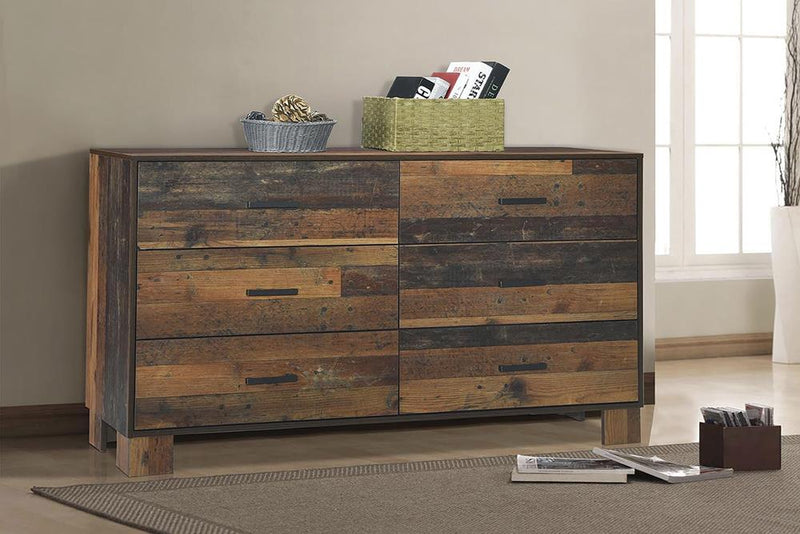 Sidney 6 Drawer Dresser Rustic Pine