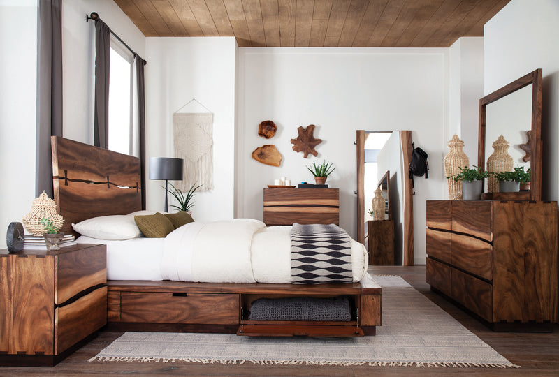 Winslow Storage Queen Bed Smokey Walnut And Coffee Bean