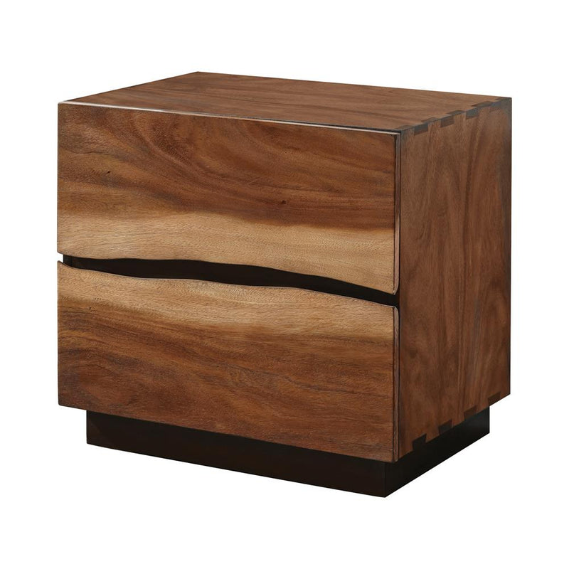 Winslow 2 Drawer Nightstand Smokey Walnut And Coffee Bean