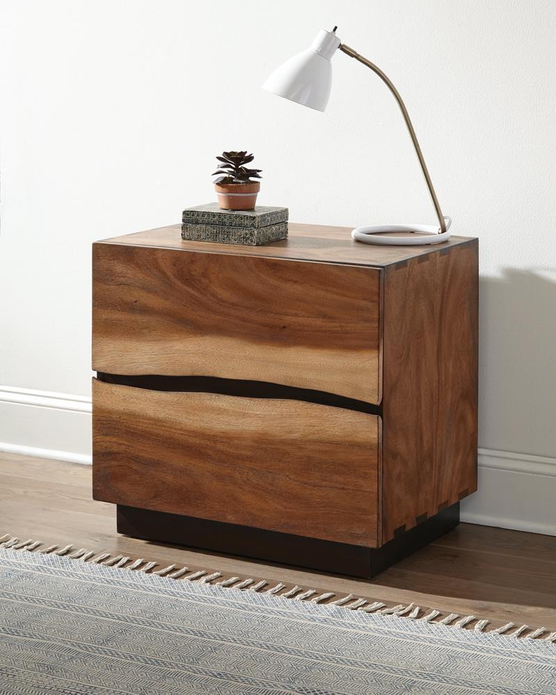 Winslow 2 Drawer Nightstand Smokey Walnut And Coffee Bean