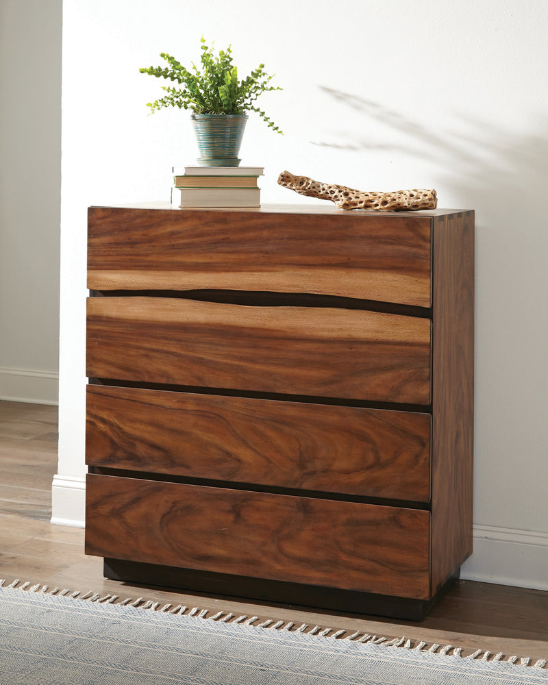 Winslow 2 Drawer Nightstand Smokey Walnut And Coffee Bean