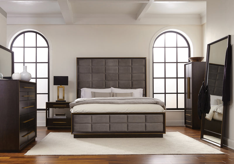 Durango King Upholstered Bed Smoked Peppercorn And Grey