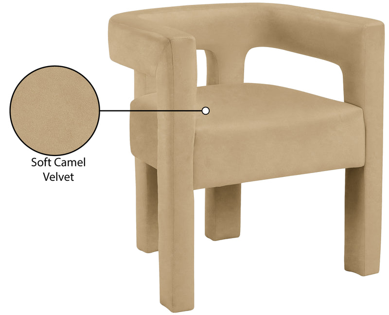 Athena Camel Velvet Dining Chair