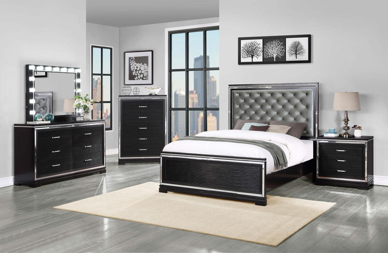 Eleanor Upholstered Tufted Bed Silver And Black