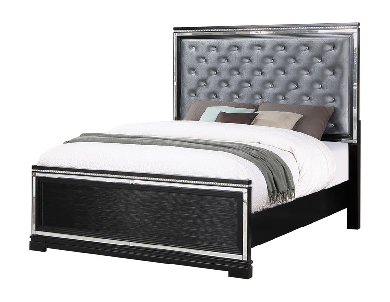 Eleanor Upholstered Tufted Bed Silver And Black