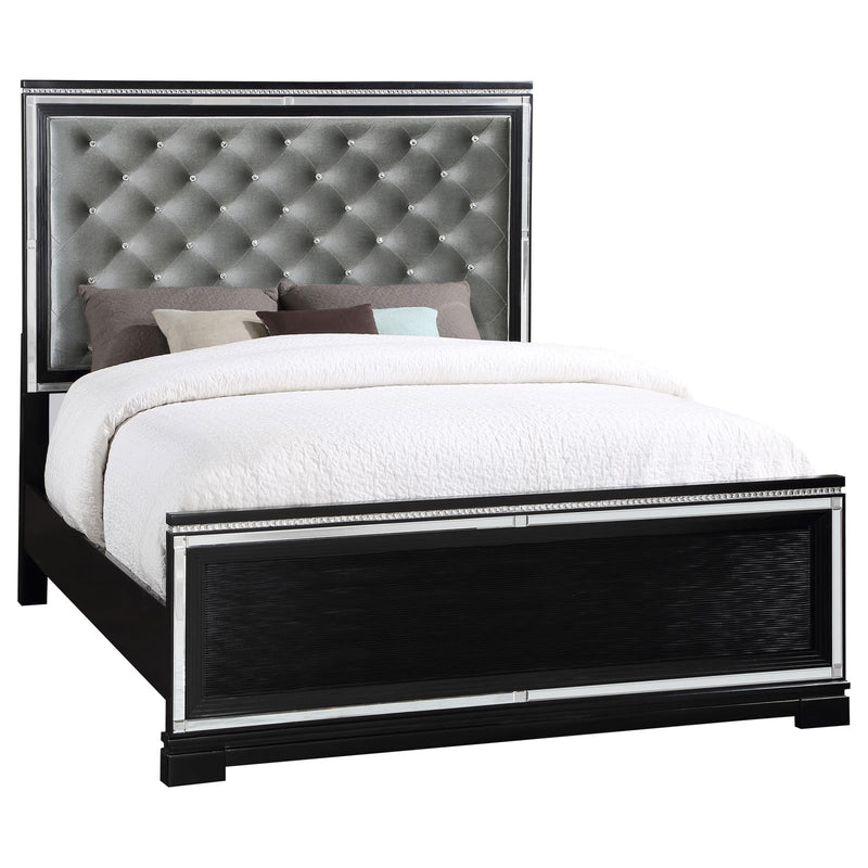 Eleanor Upholstered Tufted Bed Silver And Black