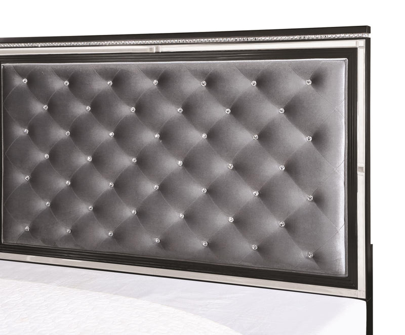 Eleanor Upholstered Tufted Bed Silver And Black