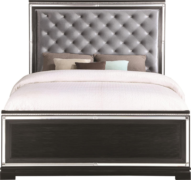 Eleanor Upholstered Tufted Bed Silver And Black