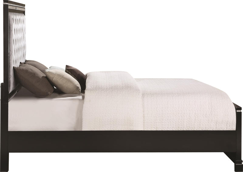 Eleanor Upholstered Tufted Bed Silver And Black