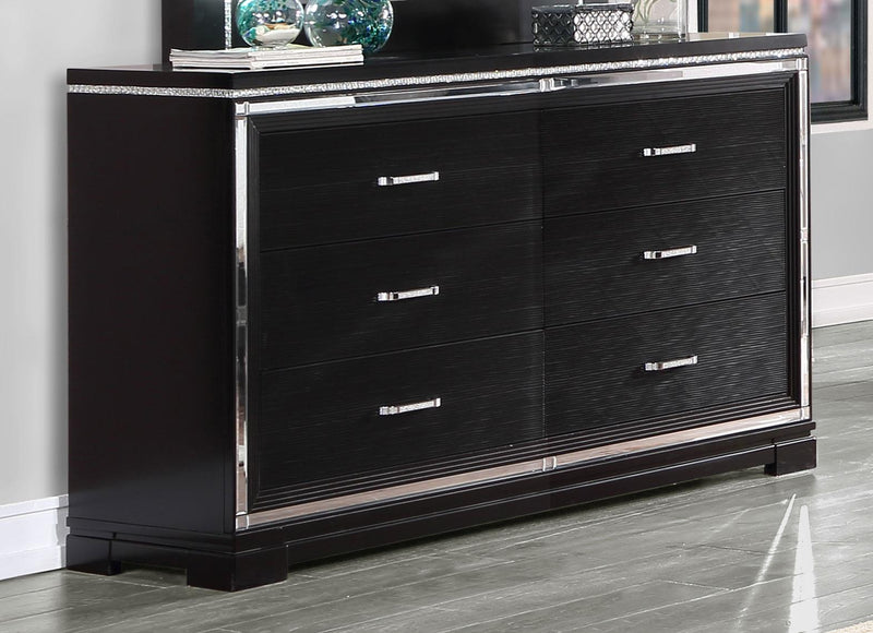 Eleanor Rectangular 6 Drawer Dresser Silver And Black