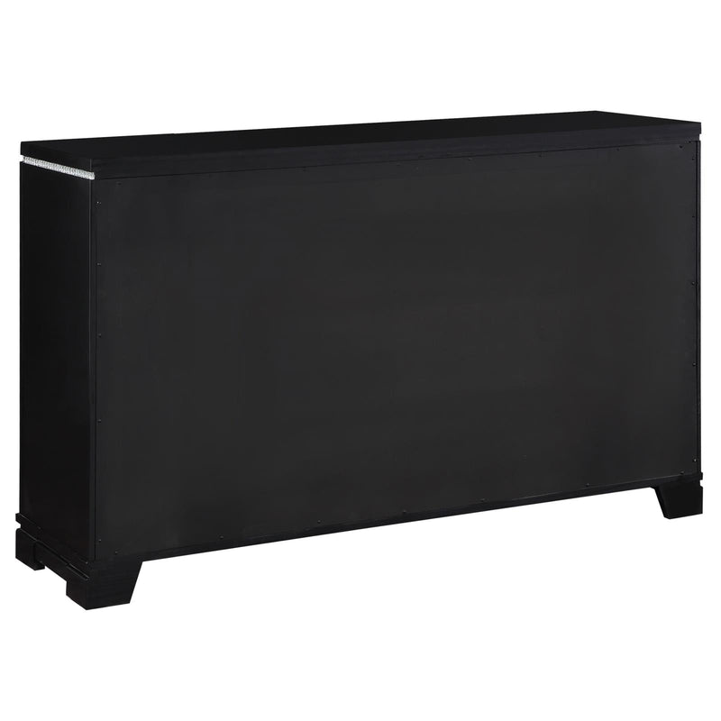 Eleanor Rectangular 6 Drawer Dresser Silver And Black