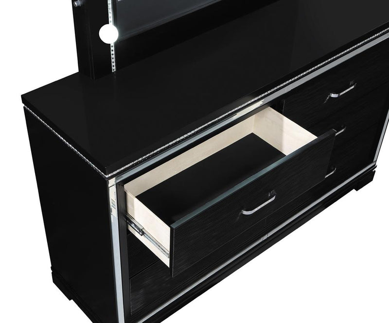 Eleanor Rectangular 6 Drawer Dresser Silver And Black