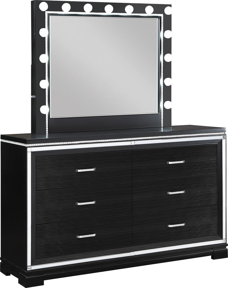 Eleanor Rectangular 6 Drawer Dresser Silver And Black