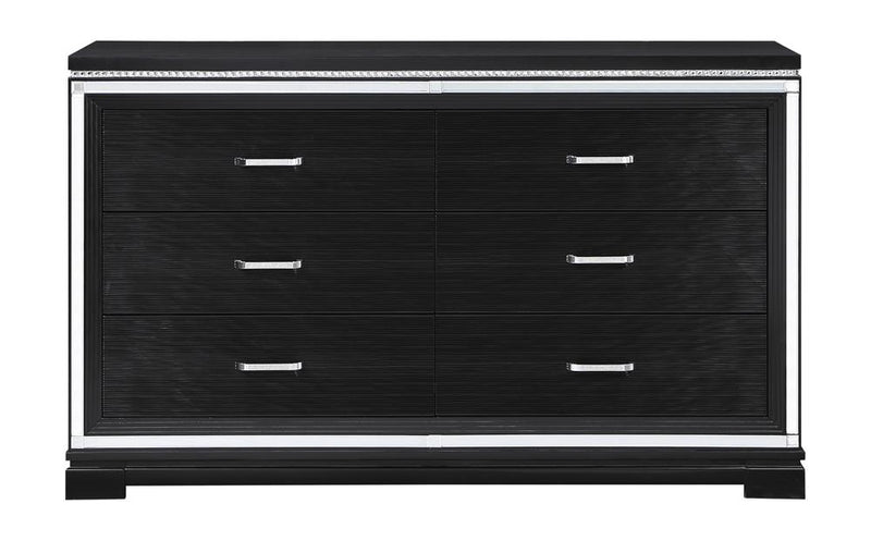 Eleanor Rectangular 6 Drawer Dresser Silver And Black